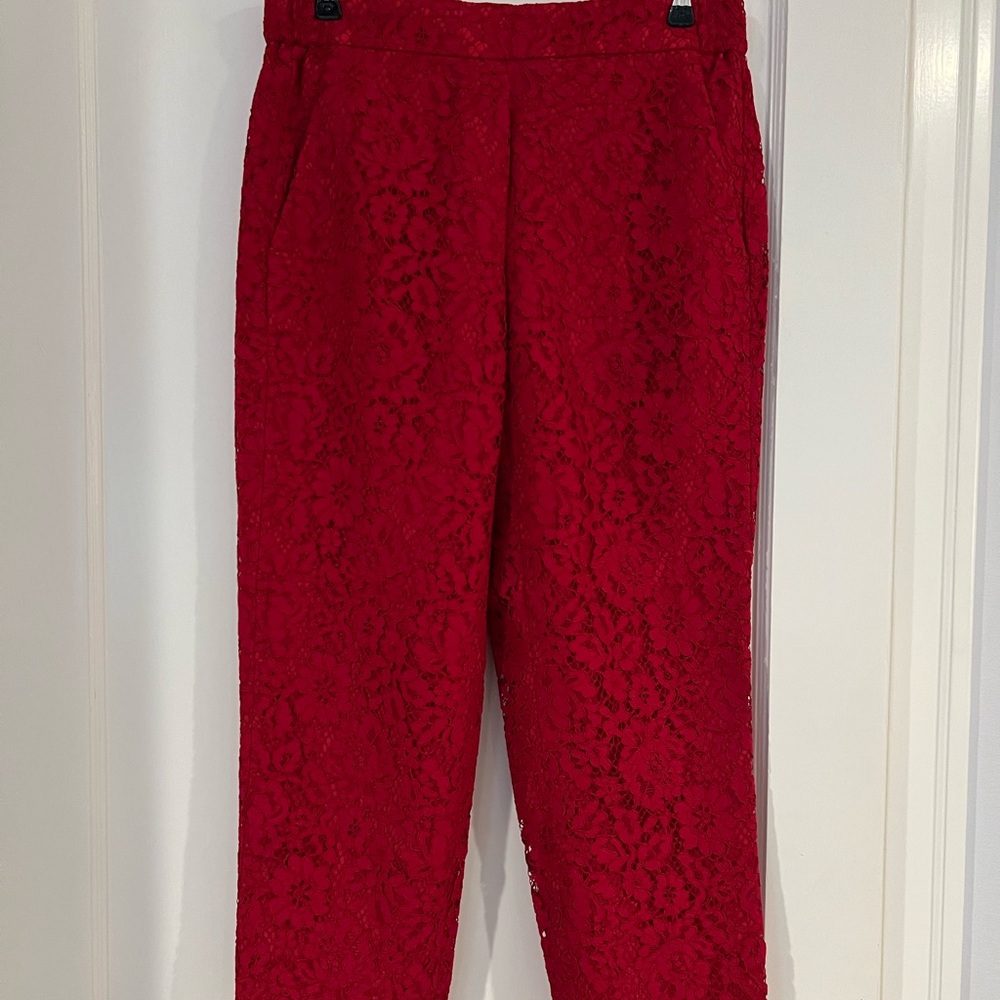 J. Crew Vibrant Red Lace Pant
